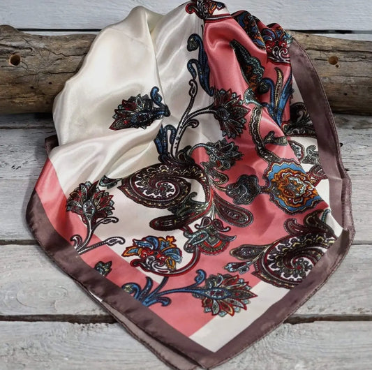 35X35" Pink & Brown Paisley Wild Rag