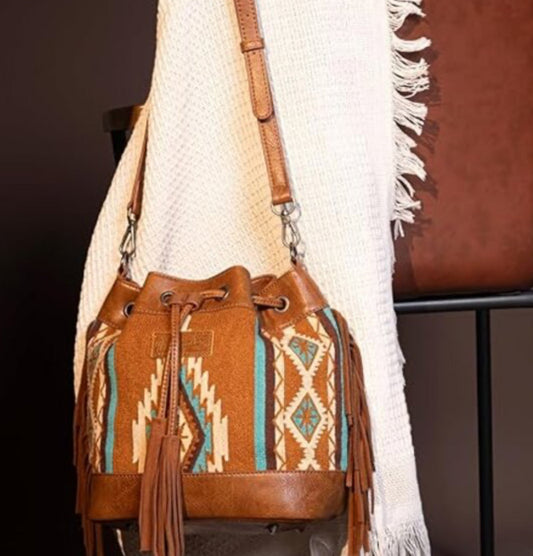 Wrangler Hobo Bags for Women Designer Aztec Bucket Purses Western Tapestry