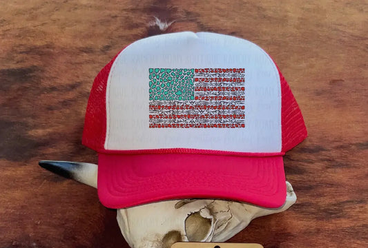 Turquoise Stone Flag Western Foam
Trucker Hat
