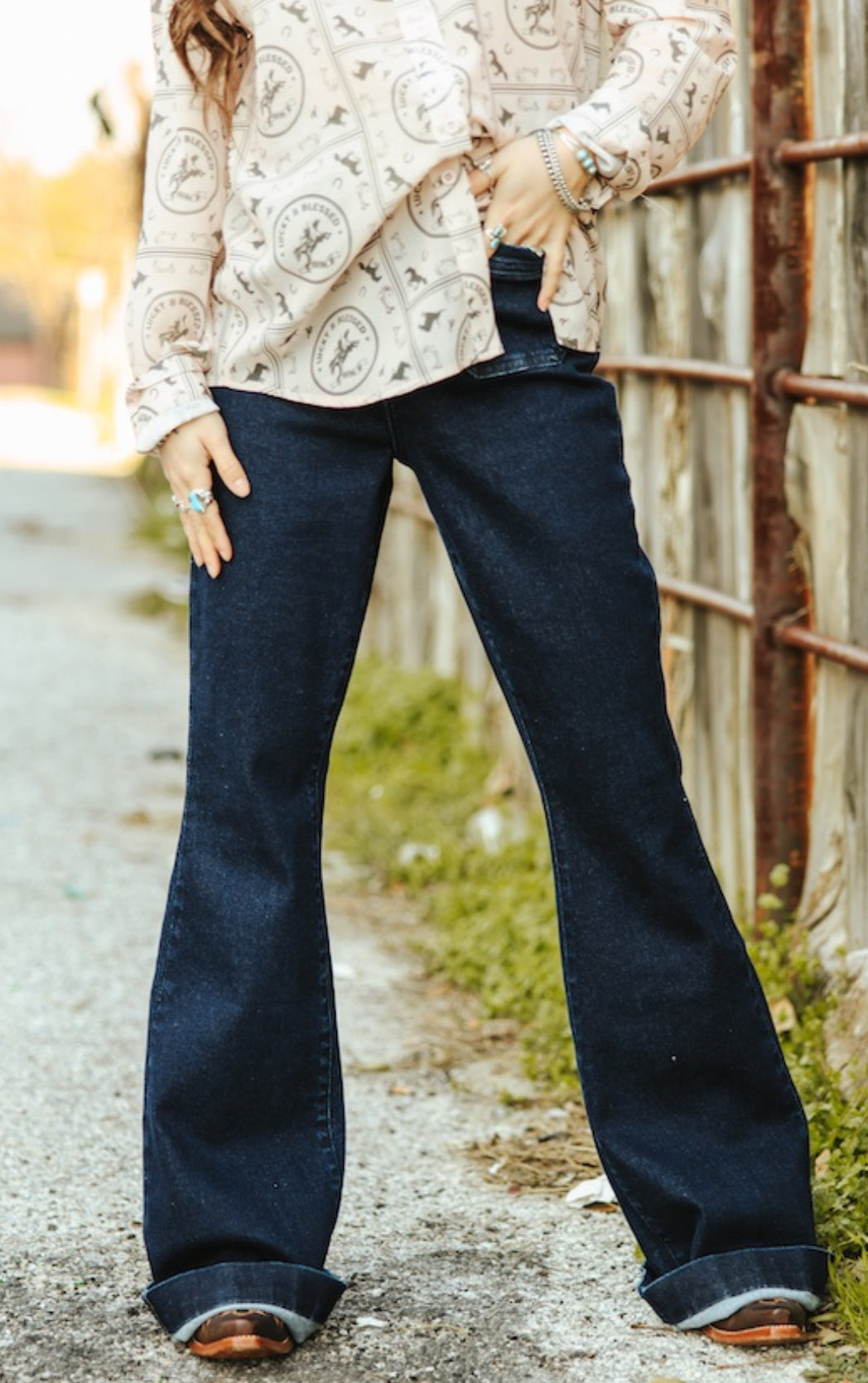 High rise flare fit jeans