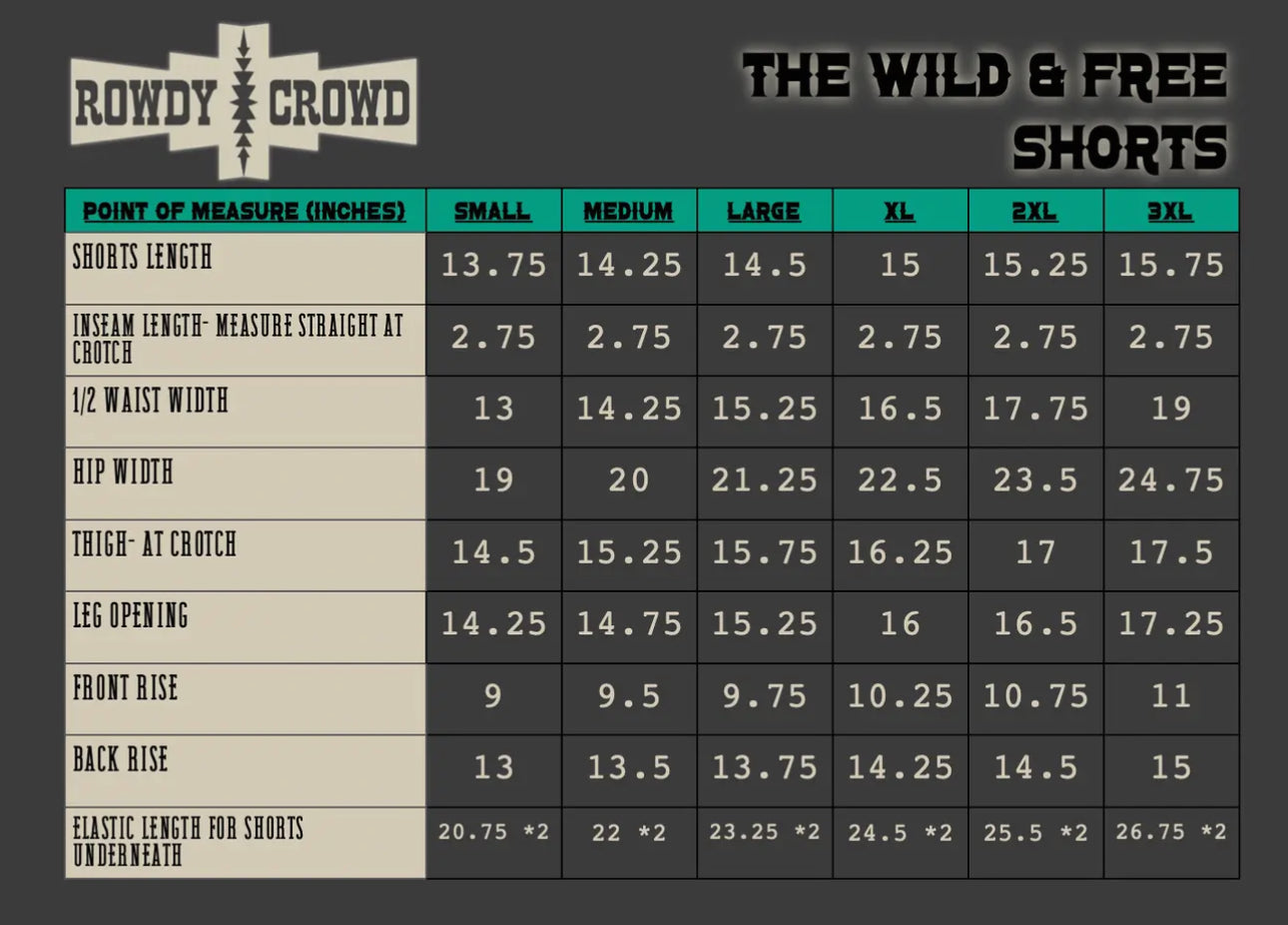 The Wild & Free Shorts **sale was 35.00 NOW 15.00 All sale items are final & no returns on sale items.