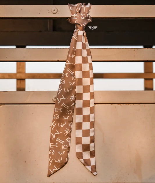 Neutral Checked Brand Twilly