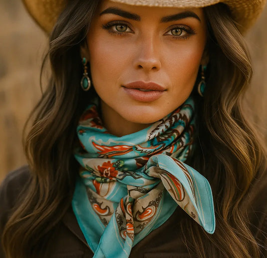 35X35" Turquoise That So 70's Paisley Wild Rag