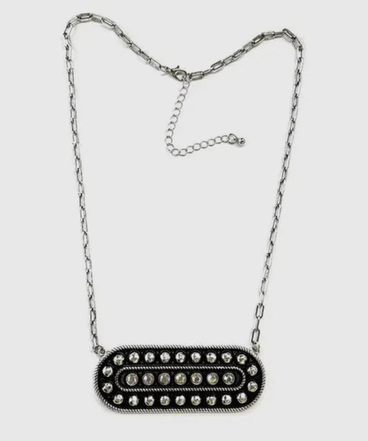 Western BIG Long Oval Concho Necklace