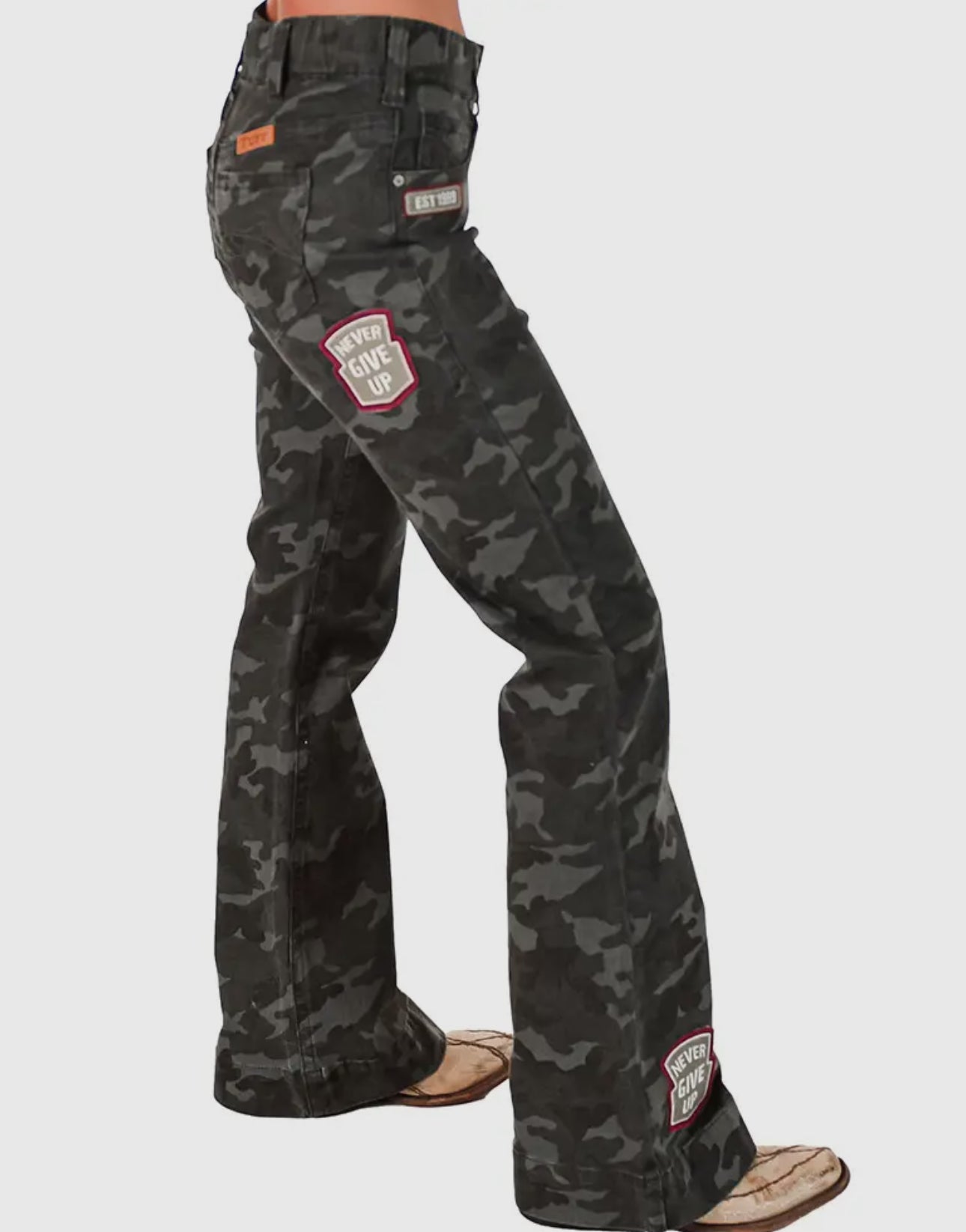 Cowgirl Tuff Co. Patched Camo Pull-On Trouser