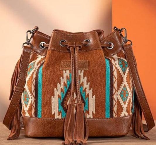Wrangler Hobo Bags for Women Designer Aztec Bucket Purses Western Tapestry