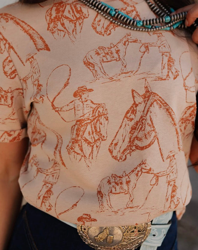 DOODLE DOS TEE *SADDLE