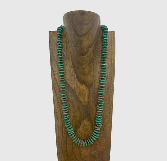 28 Inches
Flat Green Turquoise Stone Chips with Brown Sequin Beads Necklace