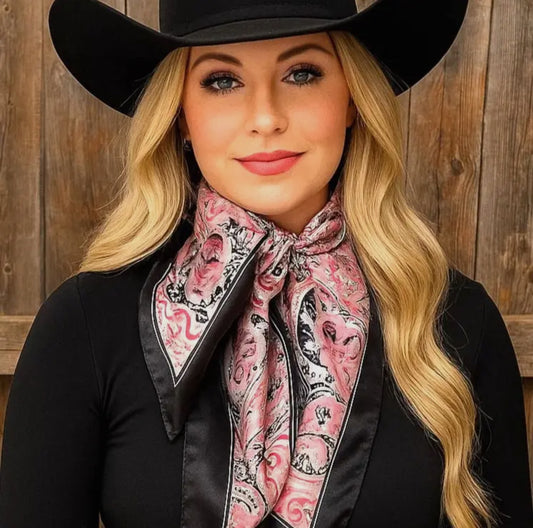 35X35" Pink & Black Paisley Wild Rag