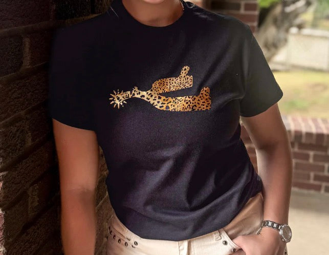 Leopard Spur Tee- BLACK