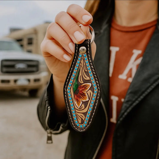 Two Tone Leather Hand Painted
Key Chain
