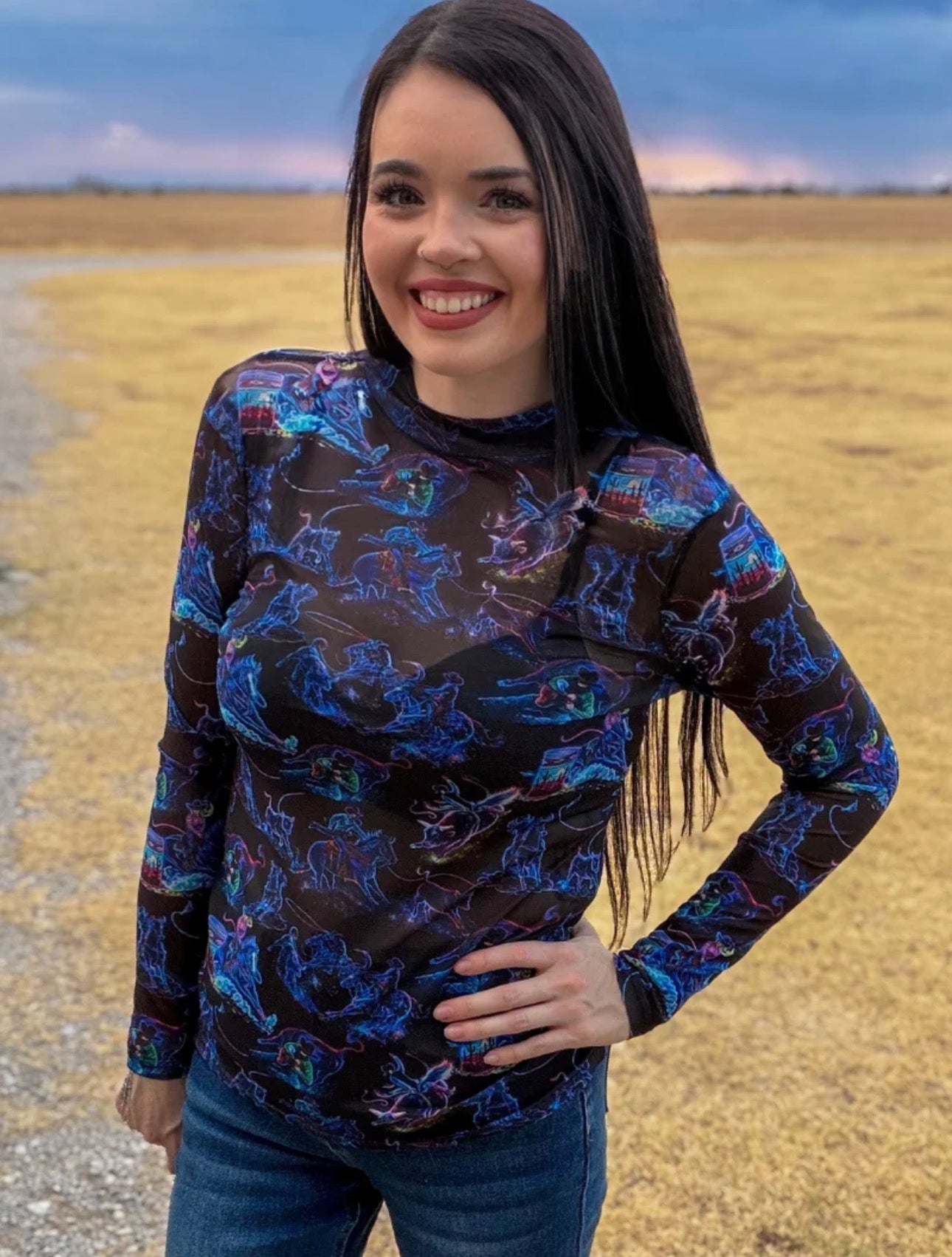 NEON RODEO ROAD MESH TOP