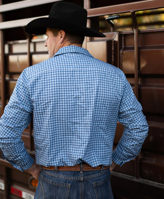 BLUE PLAID MEN'S BREEZE PERFORMANCE SHIRT