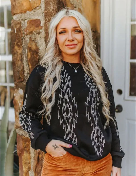 Black Boot-Stitch lightweight Sweatshirt