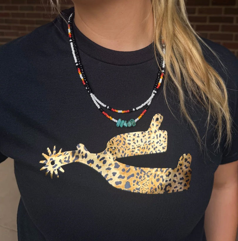Leopard Spur Tee- BLACK
