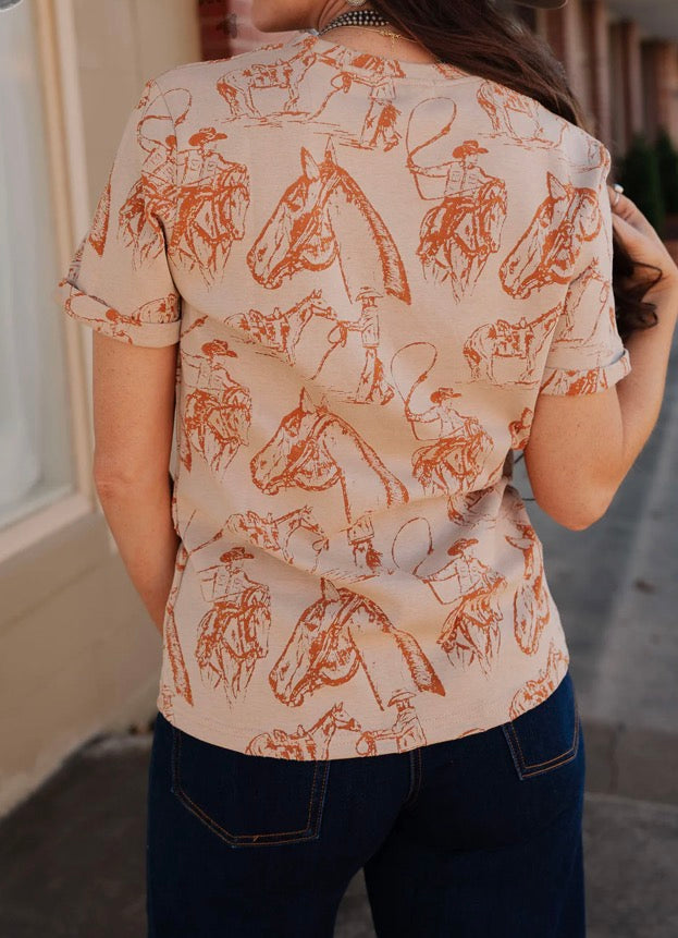 DOODLE DOS TEE *SADDLE