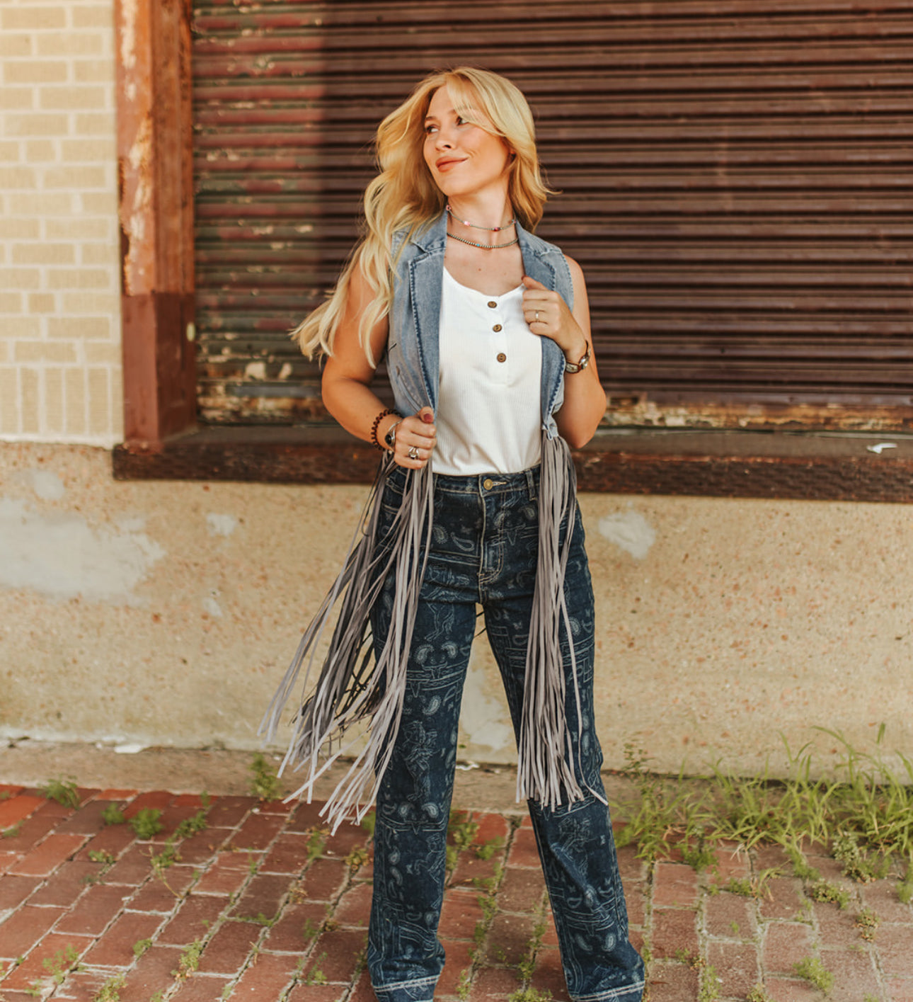 Stone Wash Denim Fringe
Denim Vest