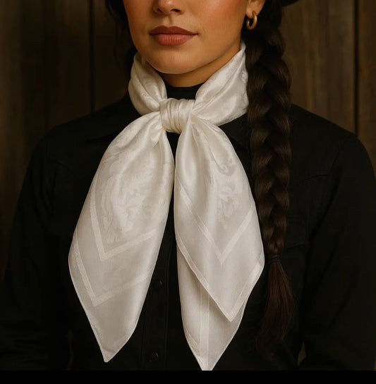 35X35" White Jacquard Wild Rag