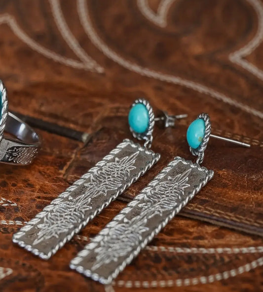 The Bootstitch Bar Earrings. Antler Rings brand