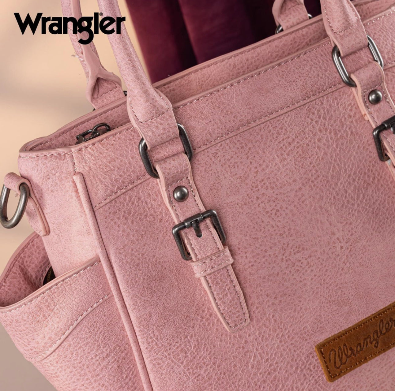 Wrangler Tote Bag for Women Pink Purse for Woman Medium Ladies Crossbody Handbag.