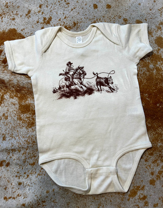 Calf roper onesie color cream 18 months