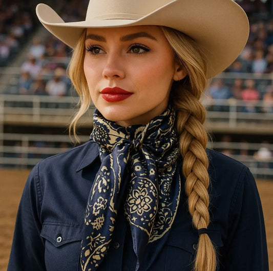 35X35" Royal Blue & Cream Paisley Wild Rag