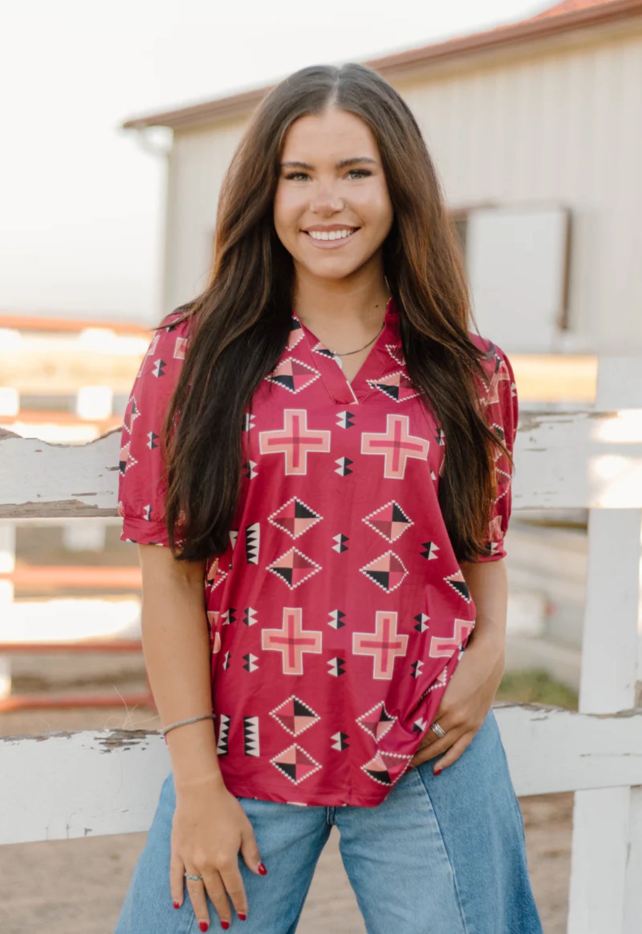 BERRY AZTEC TOP