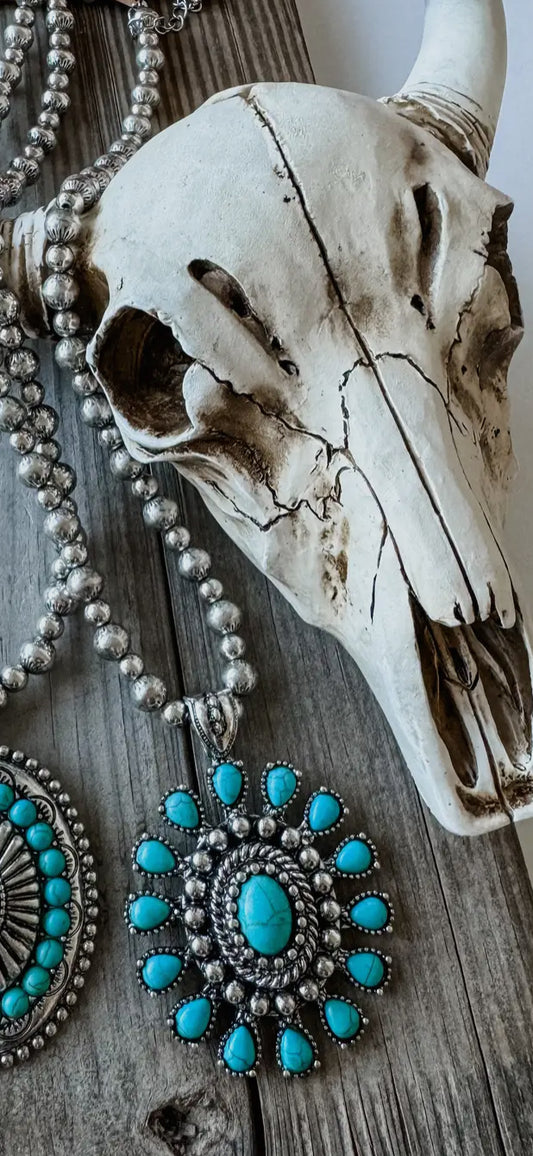 Western Pendant Navajo Style Necklace- Turquoise
