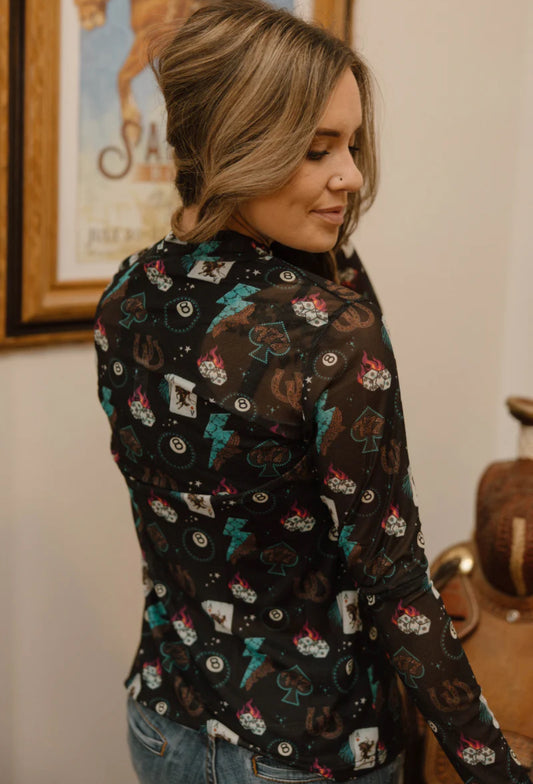 COWGIRL CHARM MESH TOP