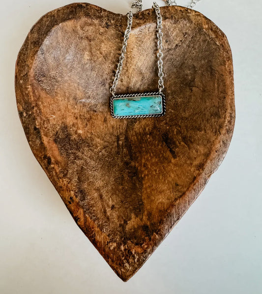 Western Semi Stone Bar Necklace turquoise