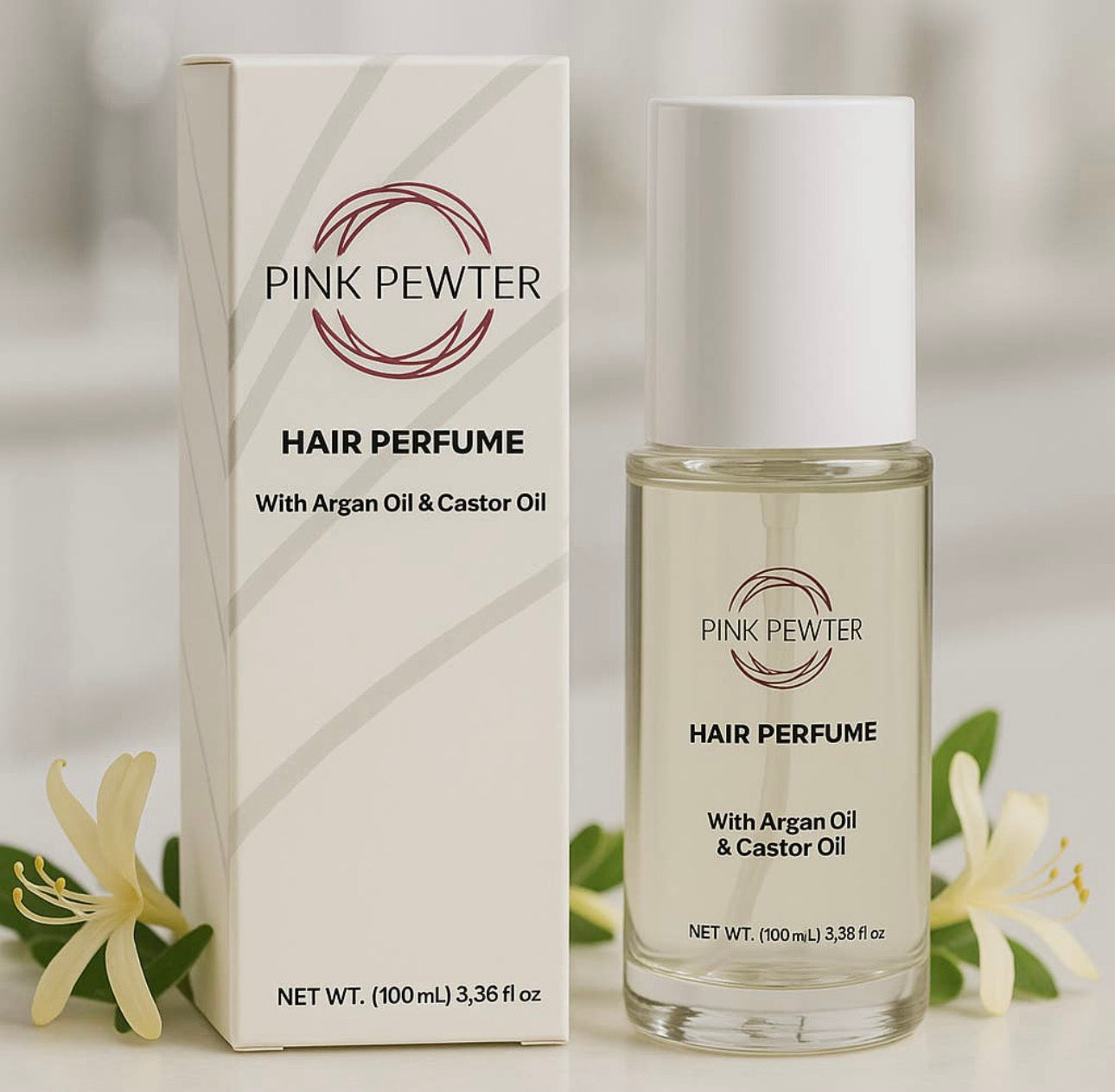 Hair Perfume Spray with Argan & Castor Oil - Long-Lasting Fragrance For Fresh, Shiny Hair - Lightweight, Non-Greasy Hair Mist - 3.4 Fl oz (Honeysuckle)