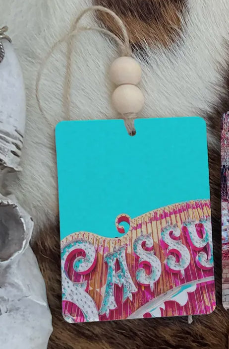 Sassy Signs Car Freshies**scent: Monkey Farts -Unique blend of bananas, fresh grapefruit, with strawberries, kiwi, bubble gum and a touch ot vanilla.