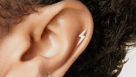 Lighting Bolt Screw Flat Back Earrings. Sterling Silver (925)