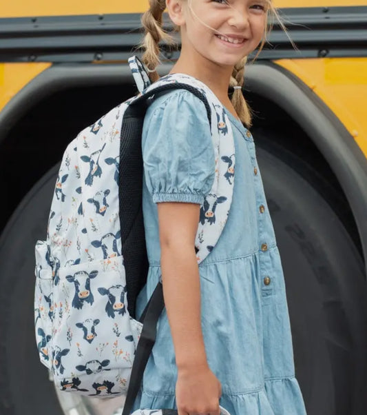 Floral Holsteins Backpack (small 13"x 11.5" - Kids)