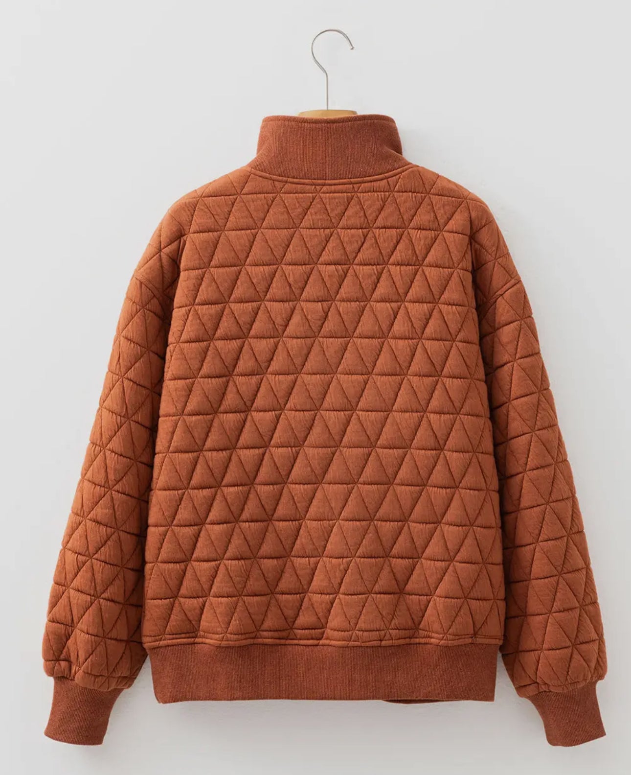 Geometric Quilted Half Zipped Loose Sweatshirt