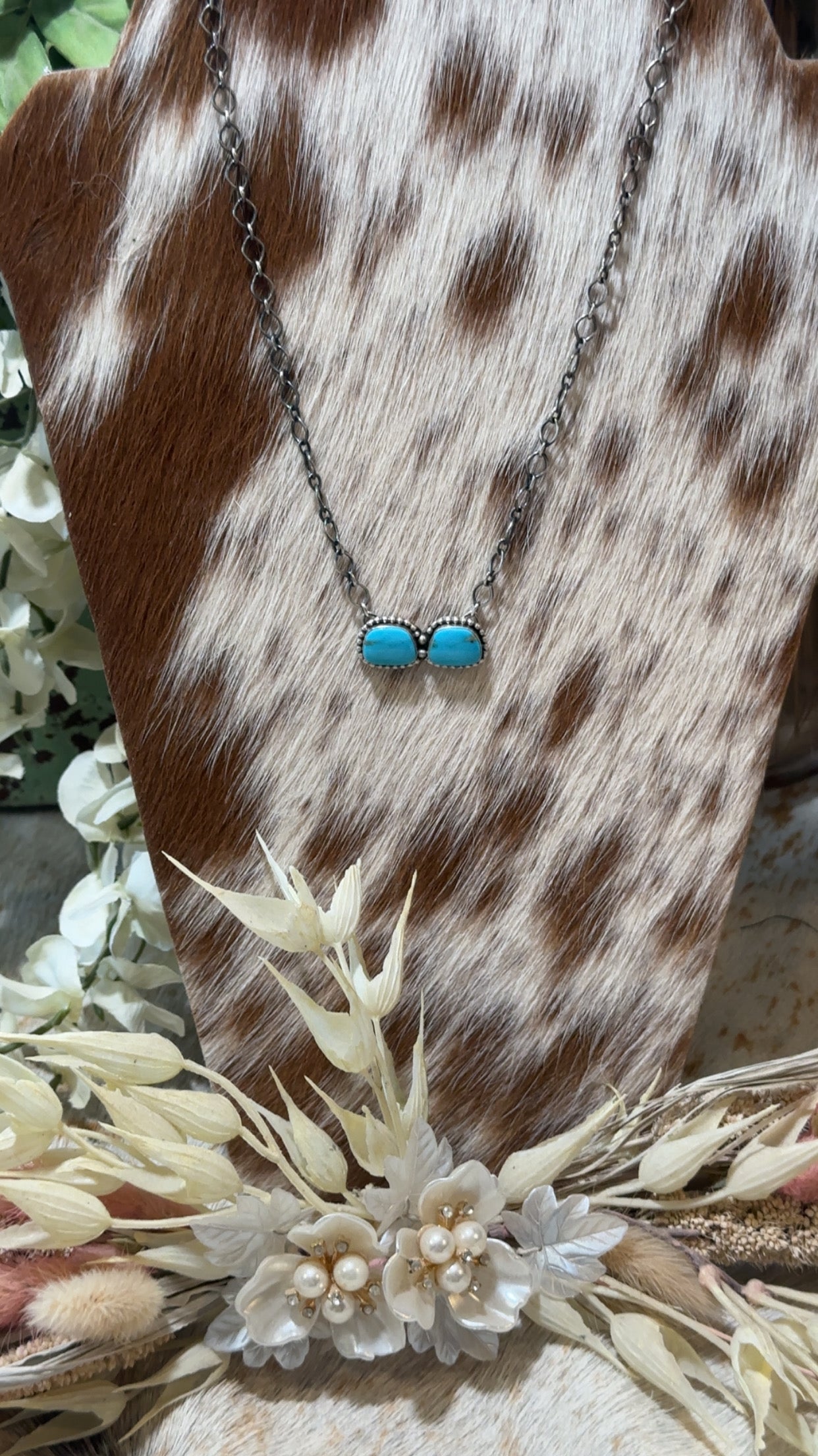Authentic Stamped two stone kingman turquoise necklace.