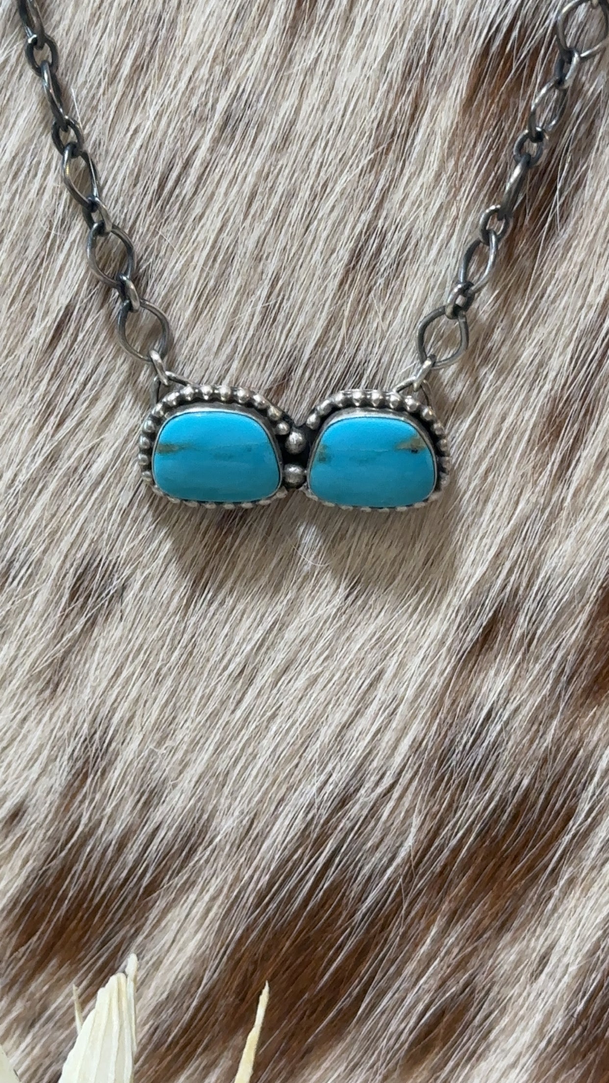 Authentic Stamped two stone kingman turquoise necklace.