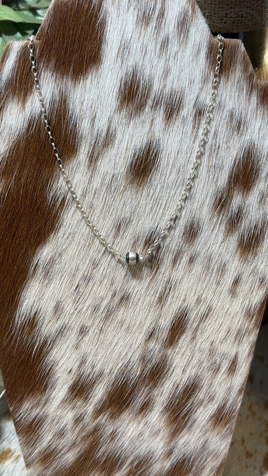 One medium size Sterling Navajo Pearl bead Chain Necklace.