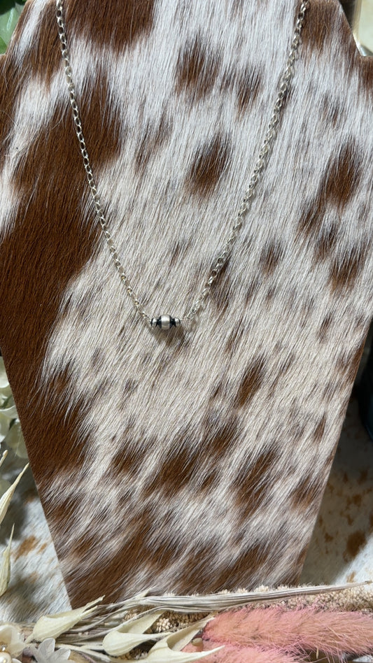 Three bead Sterling Navajo Pearl Chain Necklace