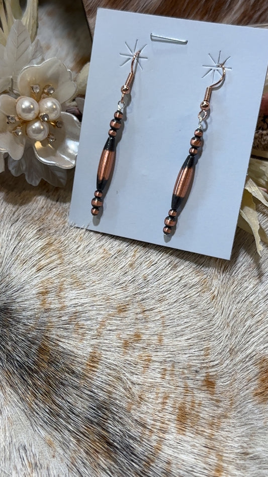 Copper pearl earrings