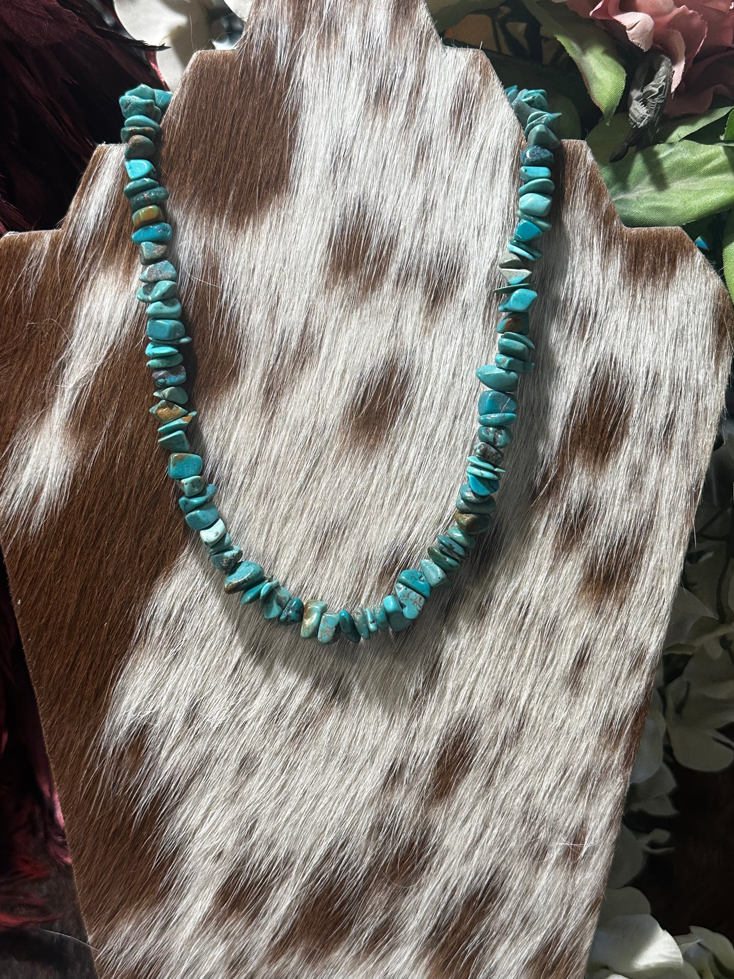 Handmade Genuine turquoise nugget/chip necklace.